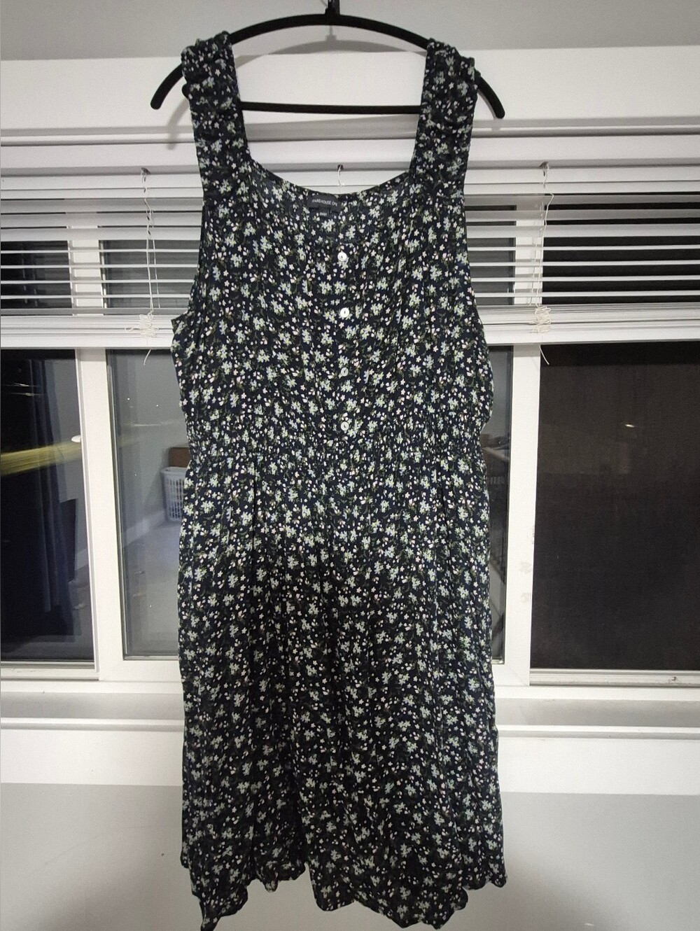 Navy Floral Sleeveless Summer Dress